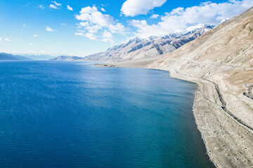 Obraz premium High mountain lake Pangong Tso, aerial view, Himalaya nature, Ladakh, India