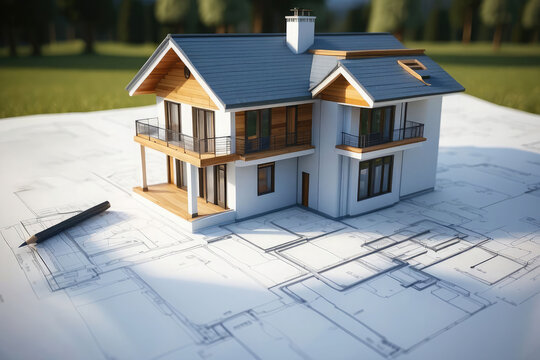 Architectural Blueprint 3D Model ,3D House Model on Architecture Floorplan
