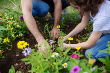 family planting a butterflyfriendly flower mix