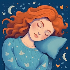睡眠の画像。女性がベッドで気持ちよさそうにすやすや眠っている