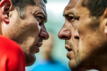 Fototapeta premium intense eye contact between opposing players during play
