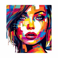 multi-color digital art of a women face 