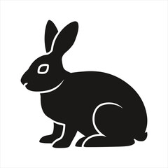 Fototapeta na wymiar black silhouette of a Rabbit with thick outline side view isolated