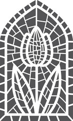 Obraz premium Church glass window. Stained mosaic catholic frame with religious symbol tulip flower. Outline illustration