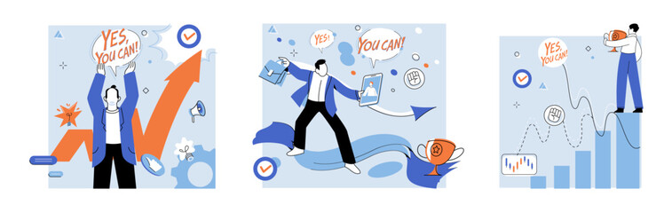 Motivation vector illustration. Professional success is often outcome strategic planning and sustained motivation The motivation metaphor epitomizes power determination and unwavering commitment