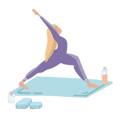 Yoga pose character women doing yoga flat design