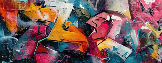 graffiti wall abstract background, Generative Ai not real photo, idea for artistic pop art background backdrop	
