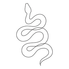 Snake one line art,hand drawn continuous drawing contour,symbol of new year 2025.Poisonous reptile serpent outline,wildlife nature concept.Editable stroke.Isolated.Vector illustration