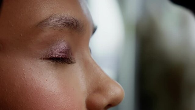 Detail of Burgundy Eyeshadow Application