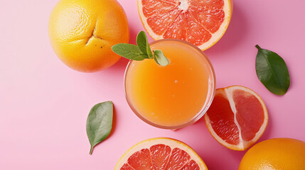 Cold summer juice from grapefruit