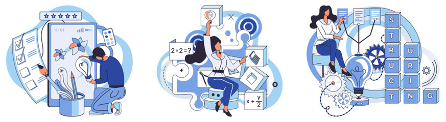 Process optimization vector illustration. The concept process optimization is central to successful business strategy Methodical development is necessary for effective optimization operations