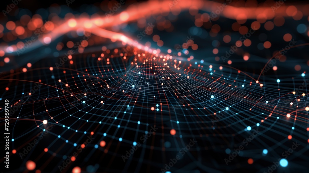 Wall mural abstract background of polygon light web, idea for big data network and futuristic communication mod