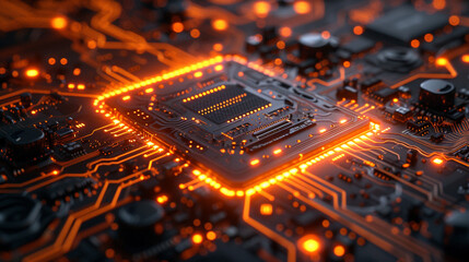 Obraz premium Abstract technology background neon circuit blue neon. Technology concept. Generative AI.