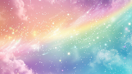 beautiful magical rainbow background with sparkles in unicorn style