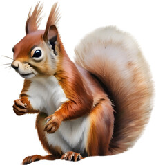 Obraz premium Red Squirrel. Close-up watercolor of Red Squirrel (Eurasian). 