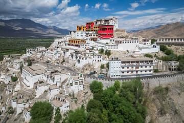 Tiksey monastery, aerial view, Ladakh, Northern India, Himalayas, India