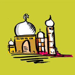 illustration of mosque in colour