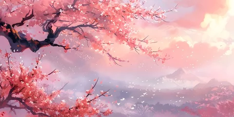 Peel and stick wall murals Light Pink the beauty of cherry blossoms and cherry blossoms in spring
