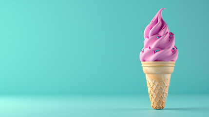 Colorful ice cream cone on blue