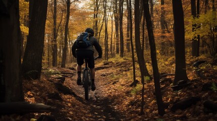 Fototapeta premium Exploring new trails during the crisp days of autumn