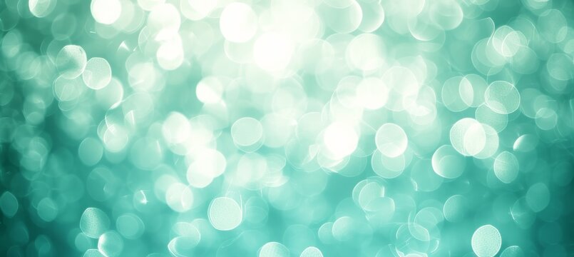 Ethereal silver bokeh on defocused teal green and coral colors abstract banner background