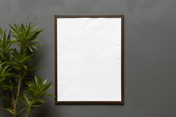Mockup blank white poster on the wall.
