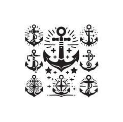 Fototapeta premium Anchor icon vector silhouette illustration
