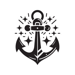 Anchor icon vector silhouette illustration