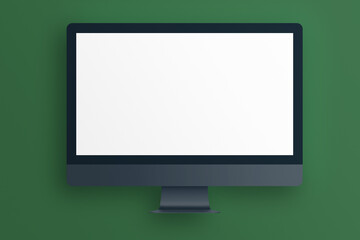 LCD monitor personal computer isolated template mono block. Blank screen mockup frame display to showcase website design project.
