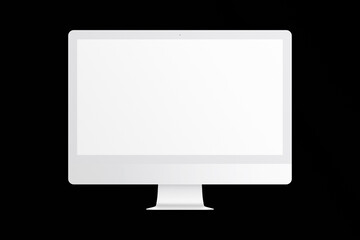 LCD monitor personal computer isolated template mono block. Blank screen mockup frame display to showcase website design project.