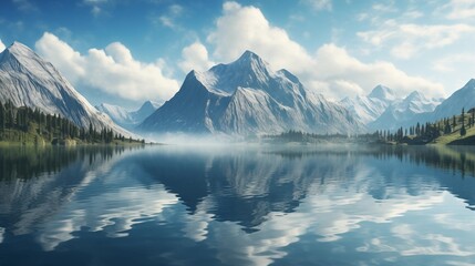 Fototapeta na wymiar Mirror, Mirror on the Mountain Lake