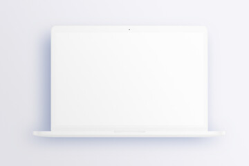 Notebook LCD monitor personal computer isolated template mono block. Blank laptop screen mockup frame display to showcase website design project. - obrazy, fototapety, plakaty