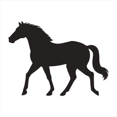 Obraz na płótnie Canvas black silhouette of a Horse with thick outline side view isolated