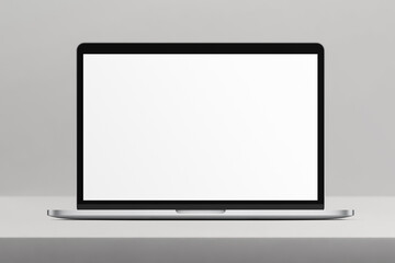 Notebook LCD monitor personal computer isolated template mono block. Blank laptop screen mockup frame display to showcase website design project.