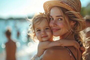 Mother and Child on Beach