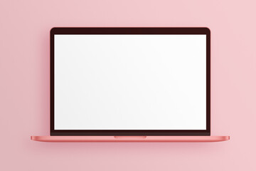 Notebook LCD monitor personal computer isolated template mono block. Blank laptop screen mockup frame display to showcase website design project. - obrazy, fototapety, plakaty