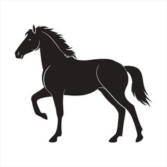 Obraz na płótnie Canvas black silhouette of a Horse with thick outline side view isolated
