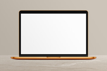 Notebook LCD monitor personal computer isolated template mono block. Blank laptop screen mockup...