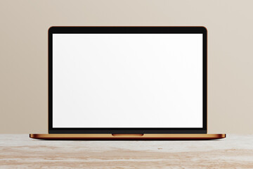Notebook LCD monitor personal computer isolated template mono block. Blank laptop screen mockup...