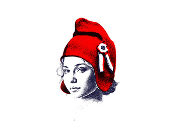 gravure de Marianne française, symbole de la révolution - obrazy, fototapety, plakaty