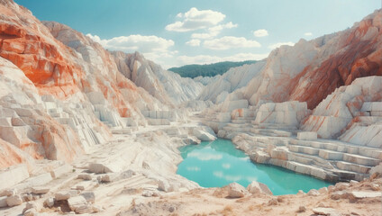 View of a huge openair marble quarry