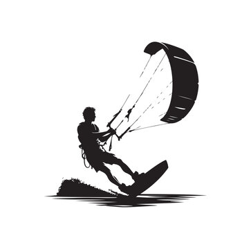 recommend clip art: Vector kitesurfing vector illustration silhouette