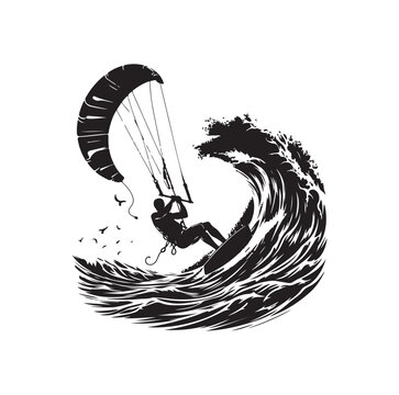 recommend clip art: Vector kitesurfing vector illustration silhouette