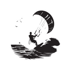 Vector kitesurfing vector illustration silhouette