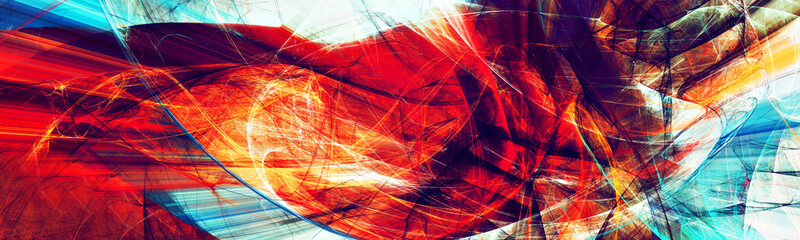 Abstract red motion composition. Modern bright futuristic dynamic background. Fractal art for creative graphic design