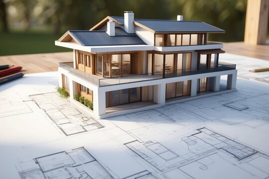 Architectural Blueprint 3D Model ,3D House Model on Architecture Floorplan