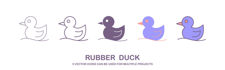 Rubber duck icon isolated on white background. Flat style.