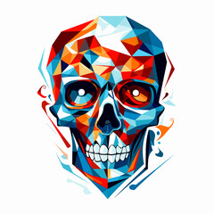 Skull in psychedelic vector pop art style.