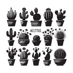 set different types of cactus vector