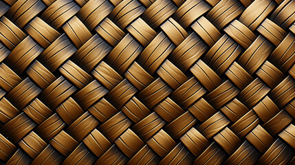 Wooden interwoven golden metal pattern. Cultural heritage. Jewellery material metallic texture abstract background design. Industrial aesthetic backdrop textured wallpaper patterned